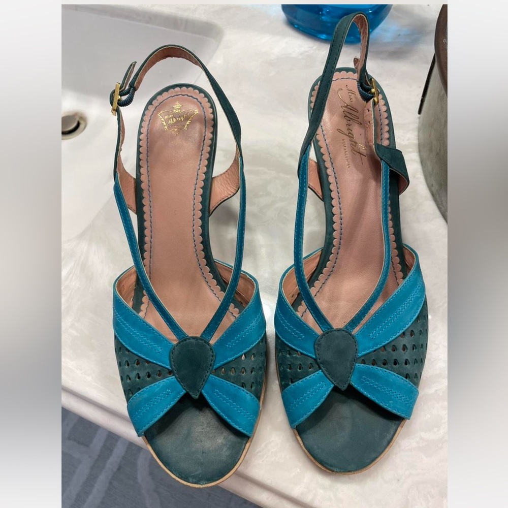 Women's Teal and Turquoise Slingback Anthropologie Heels